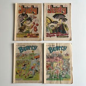 4 Comic Lot JUDY #1071-1072 / BUNTY #1175-1176 UK 1980 Vintage Comic Books